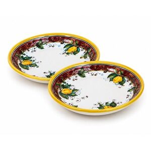 2 Deruta Gialetti Pimpinelli Italian Limon Ceramic Lemon Pasta/Salad Bowls  8.5"